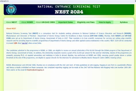 neust exam result 2024|NEST 2024 (Soon): Registration, Exam Dates, Eligibility  .